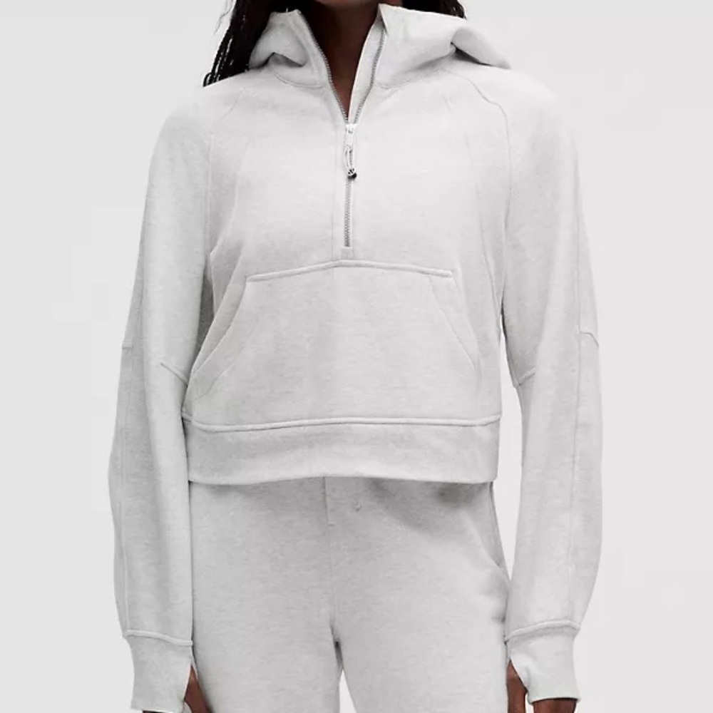 Lululemon Scuba Oversized Half-Zip Hoodie Heathered Alpine White M/L